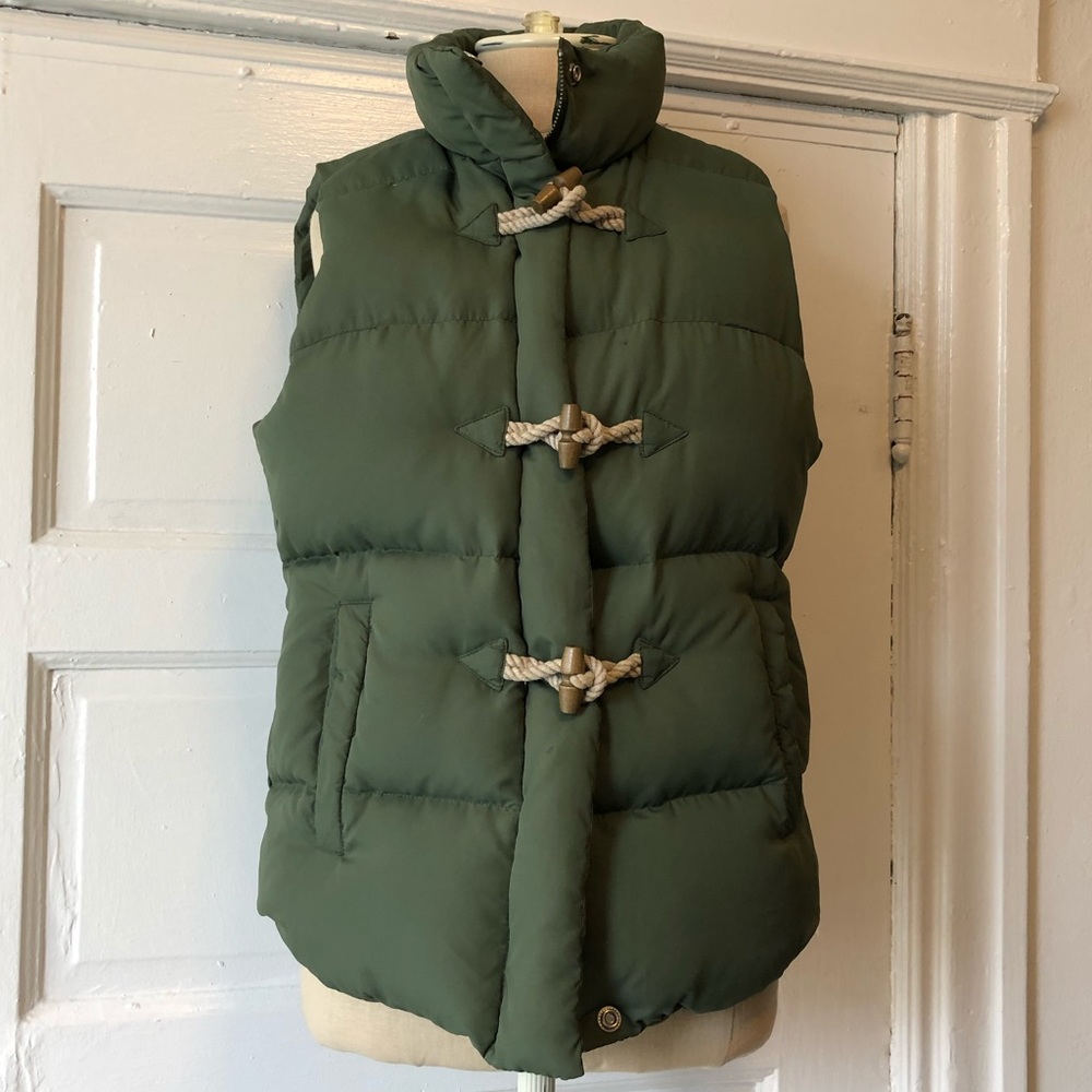 J Crew wooden toggle puffed vest